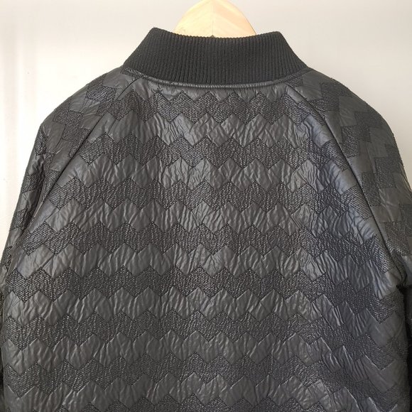 Anthropologie Numph Black Chevron Quilted Jacket Size Medium - Picture 8 of 16